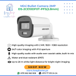 Hikvision DS-2CE10DF0T-PFS (2.8mm) 2MP ColorVu Audio Fixed Mini Bullet Camera