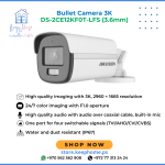Hikvision DS-2CE12KF0T-LFS(3.6mm) 3K ColorVu Smart Hybrid Light Fixed Bullet Camera