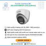 Hikvision DS-2CE72KF0T-LFS(2.8mm) 3K ColorVu Smart Hybrid Light Fixed Turret Camera